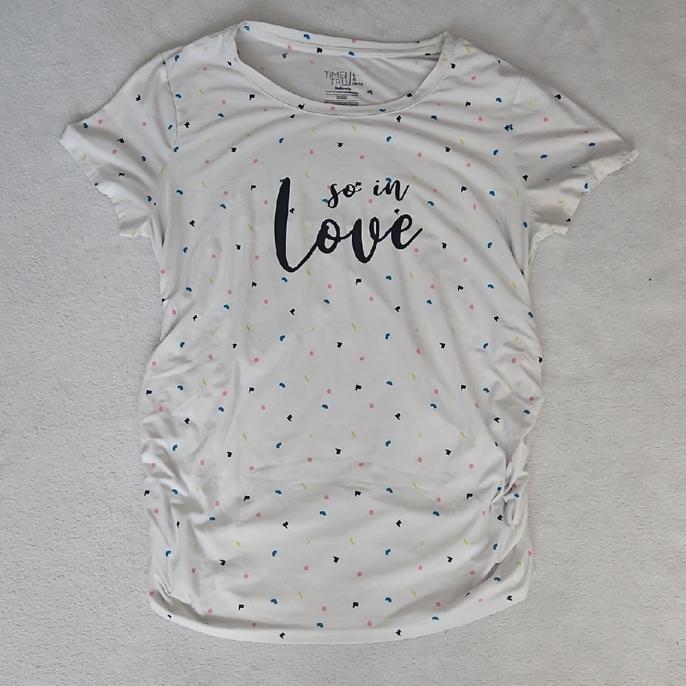 Time And Tru Maternity White 'So In Love' Short Sleeve Tee